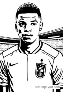 Kylian Mbappé voetbal kleurplaat