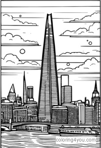 Nattlig illustration av Shard-byggnaden i London med ljus