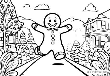 O Gingerbread Man fugindo com um grande sorriso no rosto