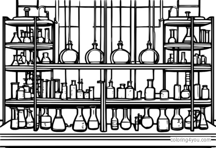 segnali colorati di istruzioni di sicurezza in un laboratorio di chimica.