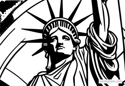 Coloring page of the Statue of Liberty in an abstract style in New York City