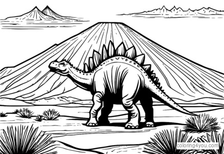 Stegosaurus duke ecur në shkretëtirën parahistorike