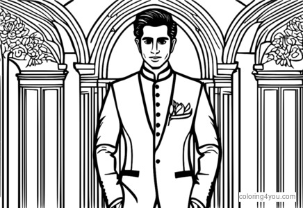 Tradisyunal na Sherwani tuxedo coloring page para sa mga bata