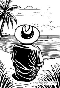 Ein Mann mit Fedora am Strand