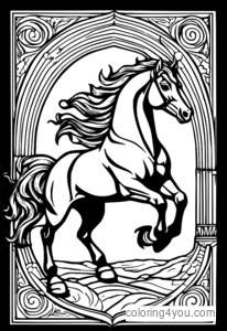 Dibujo para colorear de Sleipnir, el caballo de ocho patas de Asgard