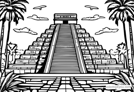 Illustrazzjoni vettorjali isturdament ta 'Chichen Itza, il-belt Maya antika.