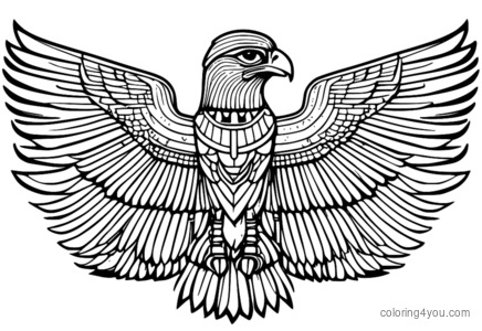 Coloriage Horus déployant ses ailes pour Colorier