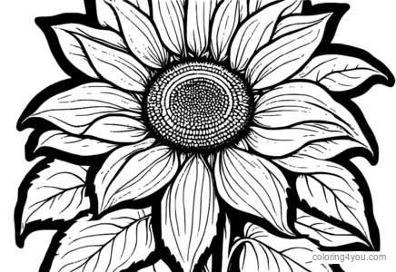 Sunflower coloring pages with radiating petals, ideal for kids to color and learn.