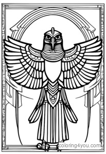 Coloriage Horus déployant ses ailes pour Colorier