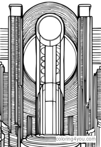 Dibujo para colorear de una vista microscópica de una lente.