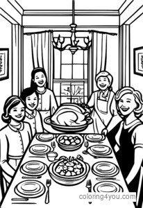 Thanksgiving family gathering at the dinner table with delicious food.