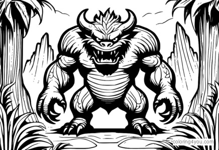 Angry Monster Stamping Feet coloring page