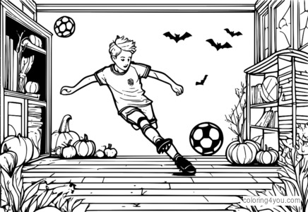 Adegan sepak bola seram - ilustrasi Halloween bertema