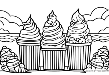 4th of July Ice Cream Coloring Page