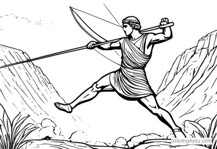 Coloriage Lancer du javelot, Jeux olympiques antiques