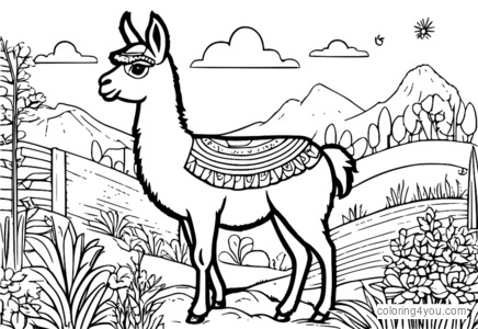 Lama in einem Garten