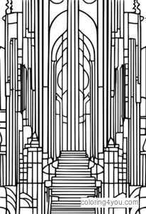 Formas geométricas combinadas com formas orgânicas, criando um design abstrato vibrante e cativante.