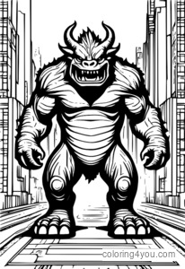 Angry Monster Stamping Feet coloring page