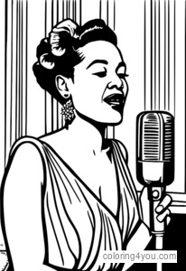 Billie Holiday singing on stage