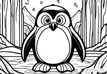 Coloring Page of Angry Penguin with Speech Bubbles