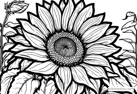 página para colorear de un girasol en estilo otoñal