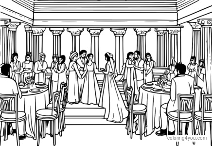 Mariage grec traditionnel, avec des invités dansant aux tables