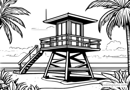 Lifeguard tower na may nakapaligid na arkitektura