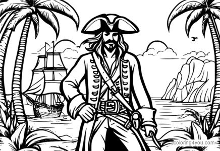 Dibujo de Capitán Pirata con Garfio para colorear