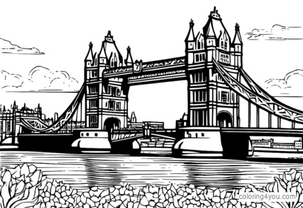 fargerik illustrasjon av Tower Bridge i London med intrikate detaljer