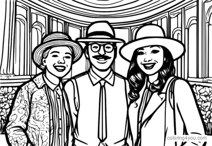 Vintage photobooth with swing dancers coloring page