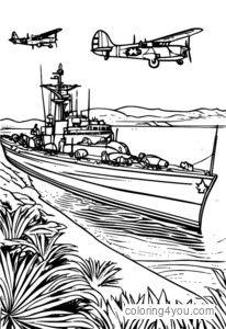 desenho de Invasão aliada de Benghazi na Segunda Guerra Mundial para colorir