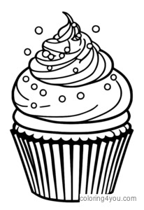 Dibujos para colorear de fiesta de Cupcakes con Sprinkles de colores