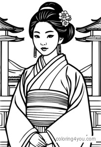 desenho de hanbok para colorir