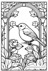 Robins i en have med blomster og grene