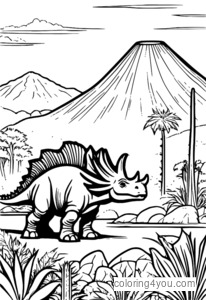 Stegosaurus pastando en el valle prehistórico