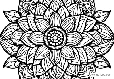 Bohemian floral spiral design for coloring