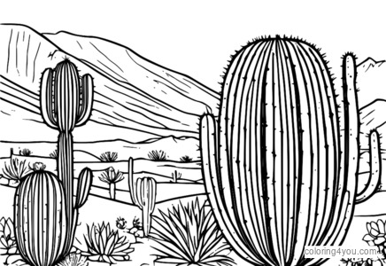 Cactus Ebibonacci nel deserto con forme derivate matematicamente e fiori gialli brillanti