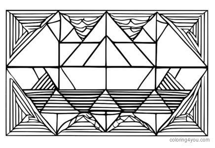 Élénk geometriai minták háromszögekkel és négyzetekkel a színezéshez