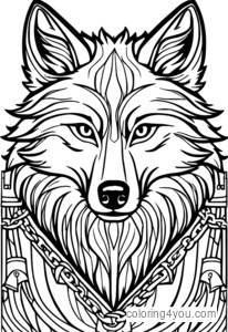 Fenrir se libère de ses chaînes dans ce coloriage épique inspiré de la mythologie nordique et du Ragnarök