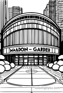 Logotipo de los New York Knicks con una marquesina en el Madison Square Garden