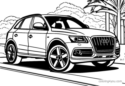 Dibujo para colorear exterior del Audi Q5 con diseño deportivo y faros elegantes