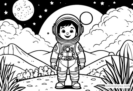 Austin von The Backyardigans steht auf dem Mond