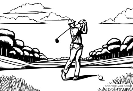 Coloriage - Swing de golf de Brooks Koepka