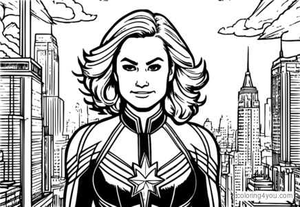 Omalovánky Captain Marvel pro děti ke stažení a vytištění