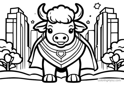 Dibujo para colorear de Super Buffalo para niños, inspirado en Cocomelon