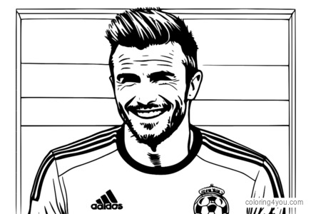 Coloriage David Beckham souriant au football