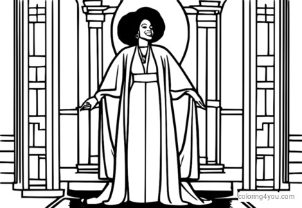 Pagina da colorare di Deloris Van Cartier di Sister Act, ispirata a Tracee Ellis Ross