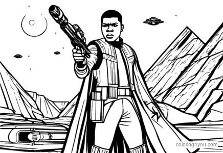 John Boyega nei panni di Finn di Star Wars, pagina da colorare