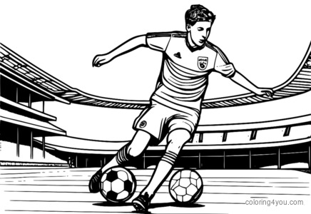 desenho para colorir de Jude Bellingham chutando uma bola de futebol