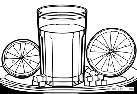 Et stort glas juice med isterninger og et par skiver appelsin